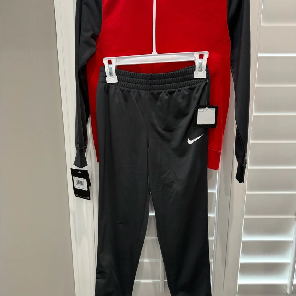 Nike Boys' Red and Charcoal Tracksuit